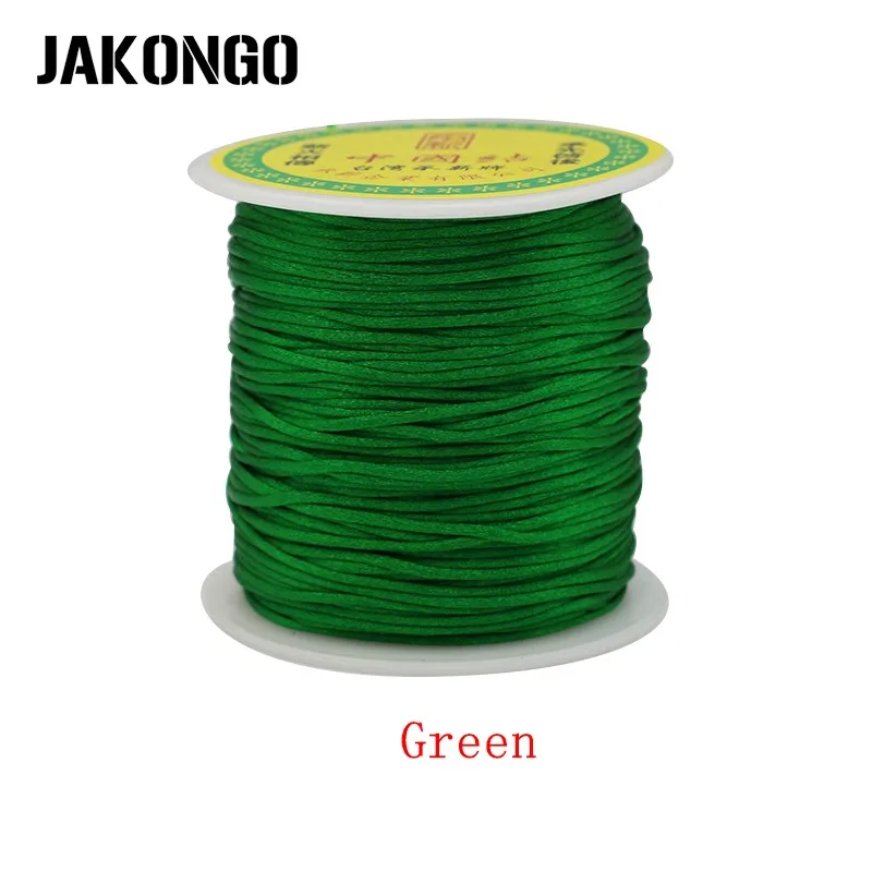 JAKONGO 1 мм шелковистый атласный плетеный шнур, китайская Узловая нить для изготовления ювелирных изделий, веревка для DIY браслета, ожерелья ручной работы - Цвет: green