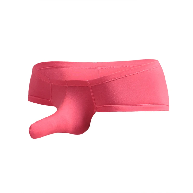 Мужские мини-шорты боксеры мужские сексуальные слоновий хобот Нижнее белье Мужские трусы мужские однотонные мягкие Танга нижнее белье эротичные боксеры - Цвет: Pink