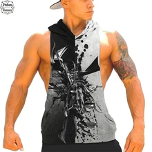 Frdun/модные мужские майки без рукавов с 3D принтом, лето,, модный жилет с капюшоном с 3D принтом, 2XS-4XL