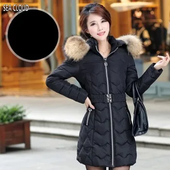 

82 plus size clothing winter cotton-padded jacket outerwear medium-long wadded jacket large fur collar thickening