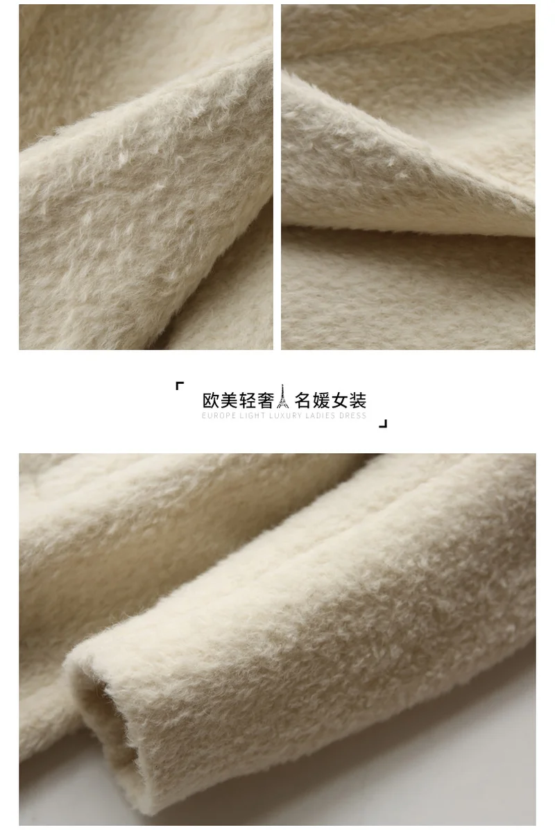 Wool coat's women fox fur collar good qulity Woolen coat winter outerwear women long section overcoat new clothing New Arrival