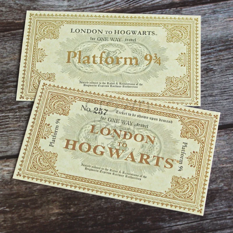 

1Pcs Harri Potter Wizarding World Hogwarts London Express Letter of admission Train ticket Replica 9 again 3/4 action figure toy