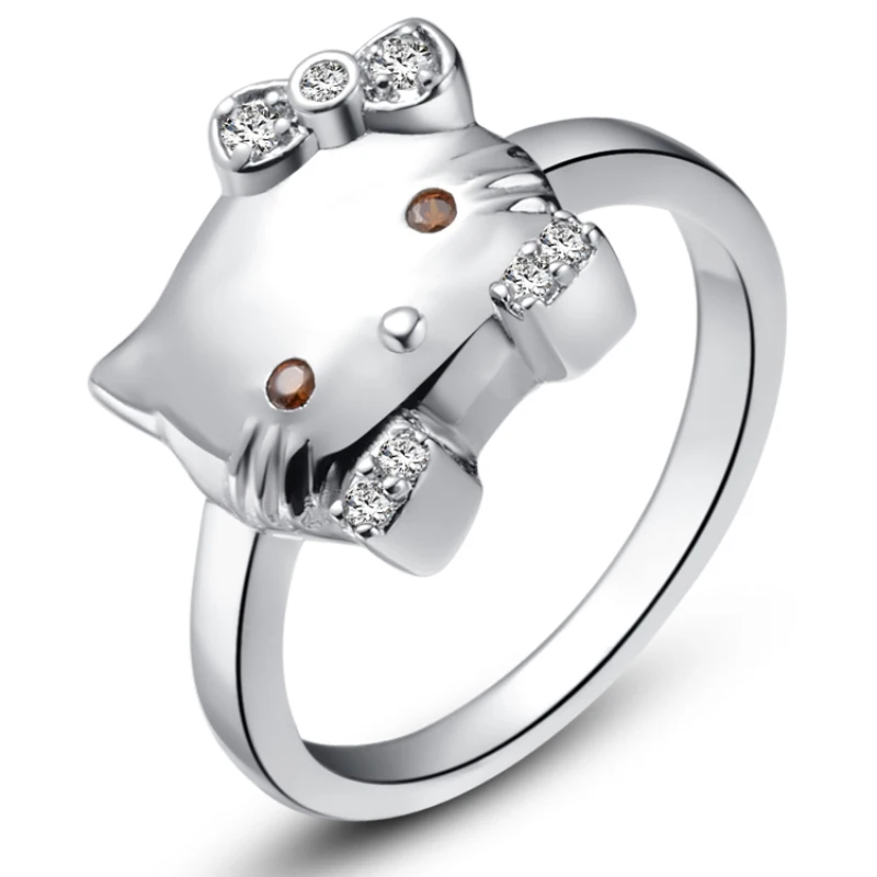 thumbnail image 2 of Moonstone Cat Rings For Women 925 Sterling Silver Heart Moonstone Ring Adjustable Open Rings Cute Cat 2 of 13