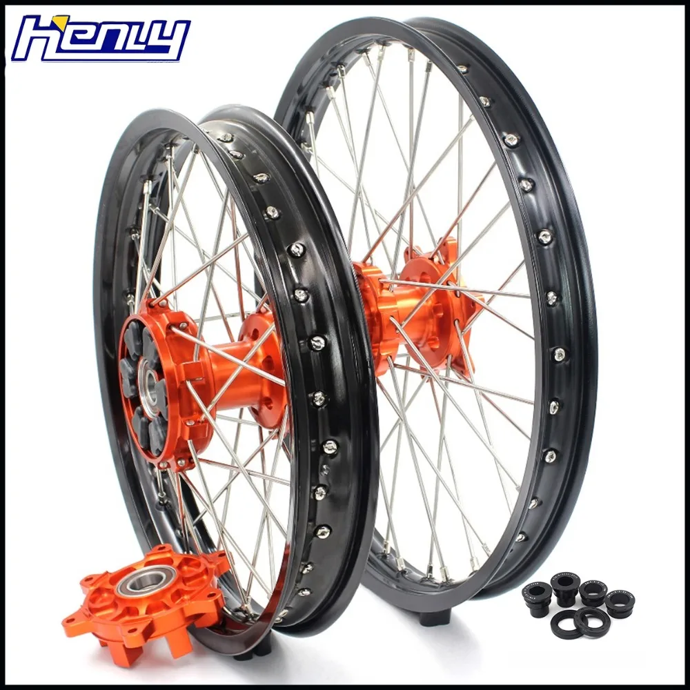21/18 CUSH DRIVE ENDURO WHEELS RIMS SET FOR KTM EXC EXCF 125 150 200 250 300 350 450 500 505 525 03-18 ORANGE