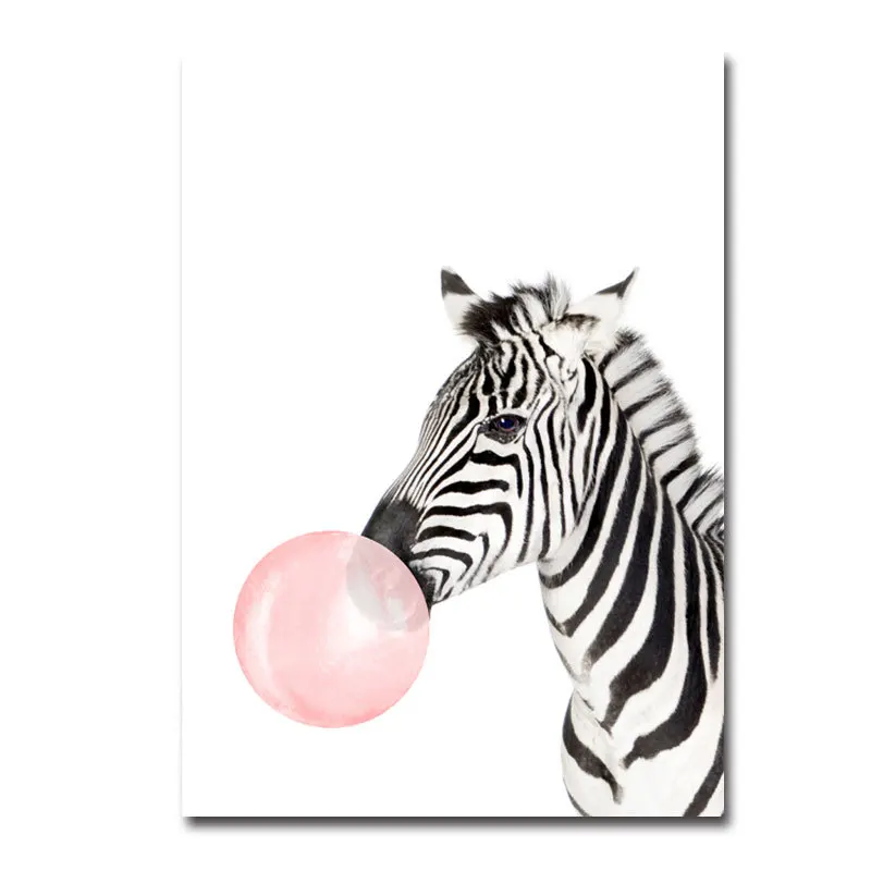 

Modern Cartoon Zebra Strong Deer Canvas Oil Printings for Kids Rooms Green Clover Anime 3 Pics Posters Wall Art Home Decor