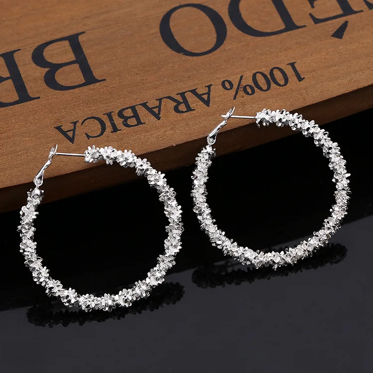 

Vintage Hoop Earrings for Women Sliver Golden Color Statement Earrings Round Geometric Circle Metal Loop Earrings Jewelry