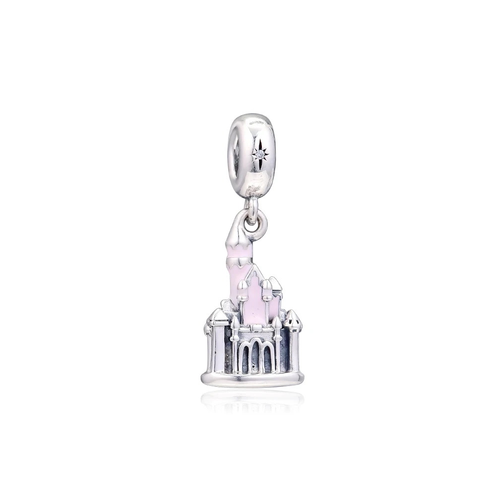 

Pandulaso Pink Castle Charm DIY Beads For Jewelry Making Sterling Silver Jewelry Fits Original Woman Beads Bracelets & Bangle