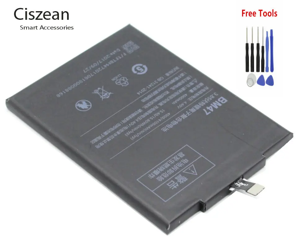 

Ciszean 1x 4000mAh / 15.4Wh BM47 / BM 47 Replacement Li-Polymer Battery For Xiaomi Redmi Hongmi 3 3S 3 S 4X 3X 3 battery + Tool