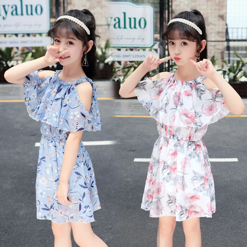 

Girls Dres 2019New Summer Mesh Girls Clothes Chiffon Beach Teenager Princess vest Dress Children Summer Clothes Baby Girls Dress