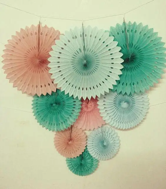 Decor Wedding Paper Crafts 20/30/40CM 9PCS Flower Origami Paper Fan DIY