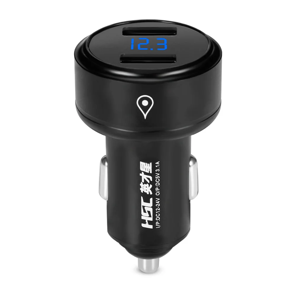 HSC 200B Car Charger 5V 3.1A Dual USB Cigarette Lighter Power Battery