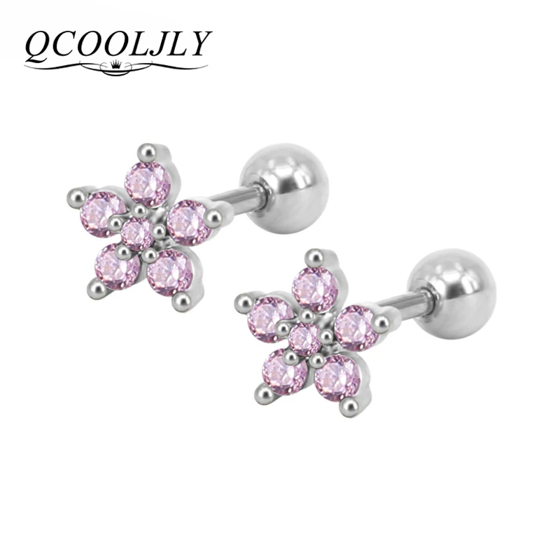 QCOOLJLY Роскошные серьги-гвоздики с кристаллами циркония в форме звезды для женщин