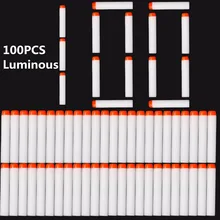 100Pcs Glow Soft Bullet for Nerf Blasters Kids Toy Gun Refill Fluorescent Darts glow in the
