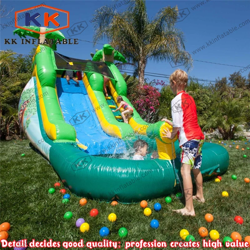 

Kids backyard playing game inflatable water slide with ball pond