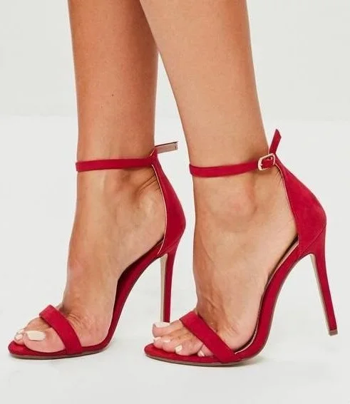 

Rome Style Red Black Suede Ankle Strap Women Sandals Cut-out Peep Toe Sexy Gladiator Sandals Shoes Thin Heel Wedding Shoes Bride