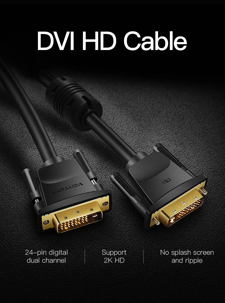 Vention DVI кабель DVI D24+ 1 кабель DVI к DVI кабель папа-папа видео кабель 3 м/1 м/2 м 5 м для компьютера проектор ноутбук ТВ монитор