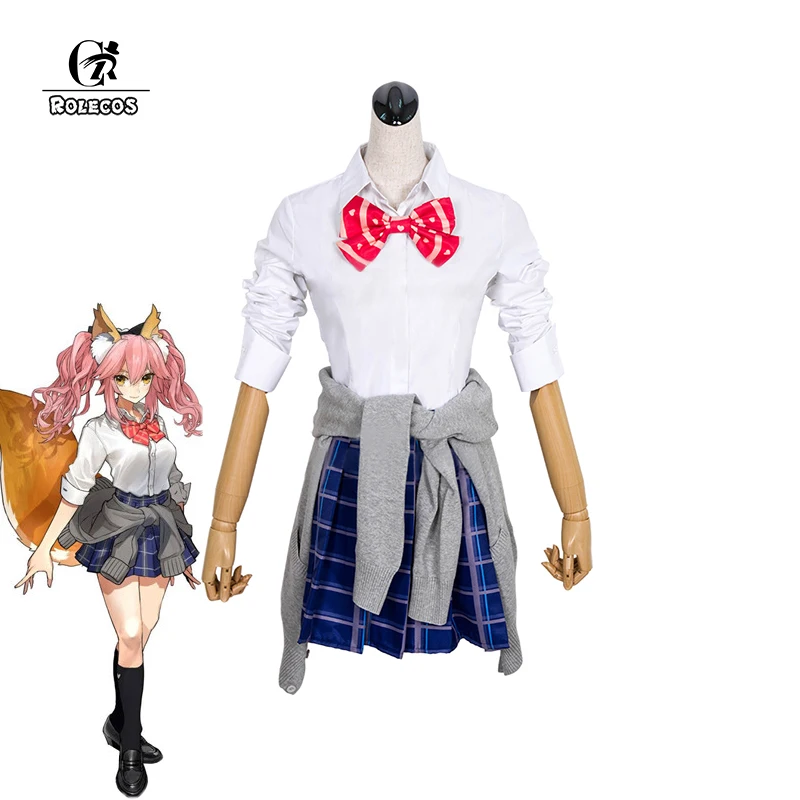 

ROLECOS New Japanese Anime Fate Apocrypha Cosplay Costume Game Fate Grand Order Tamamo no Mae Cosplay Costumes JK School Uniform