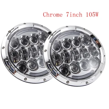 

2PCS 7 INCH LED Headlight H4 to H13 Plugs High Low Beam LED Chip for Jeep Wrangler JK Hummer White/Amber DRL halo angel Eyes