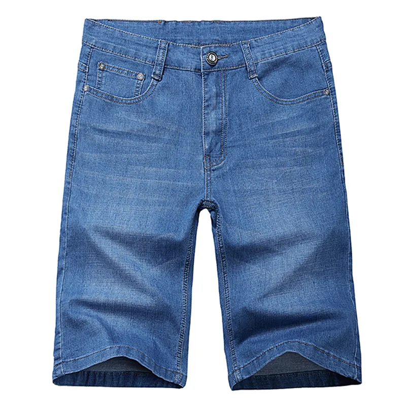 

New listing men summer denim shorts cotton stretch large size 30-56 high quality solid color straight loose male five shorts
