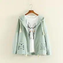 Япония Harajuku Mori Girl свободные плюс Размеры хлопковая куртка Женский Демисезонный верхняя одежда с капюшоном, куртка, пальто, Для женщин Туника Топ куртки