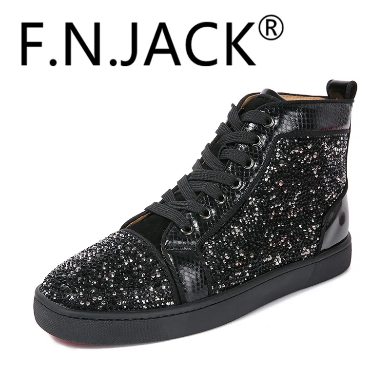 F.N.JACK Fashion Sneakers Hi-top Flat Shoes Strass Swarovski Suede High Quality Veau Velours 2018 New | Обувь