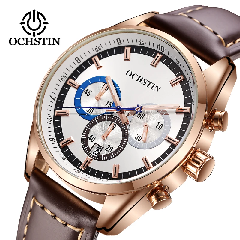 

Men Sports Watches OCHSTIN Top Luxury Brand Men's Quartz Date Clock Man Leather Army Military Wrist Watch Relogio Masculino