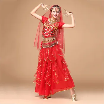 

2018 New Arrival Belly Dance Suit Chiffon Top&Skirt Harem Shirt Ropa De Danza Del Vientre Bollywood Belly Dancer Skirt Costumes