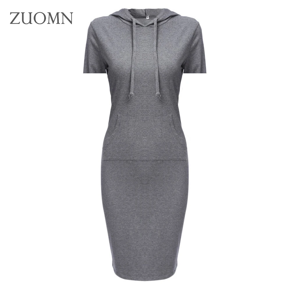 Summer Hooded Fleece Dress For Women Plus Size Clothes Casual Hoodies Sweatshirt Fleece Split