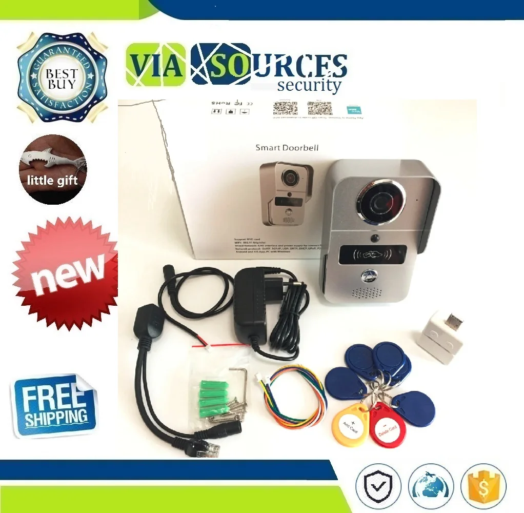 

Wireless SD Card Video Recording Video Door Phone+RFID Keyfobs+Indoor Bell Wifi IP Door Bell POE Camera For ONVIF Connect NVR