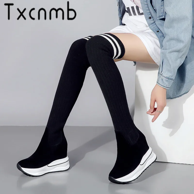 

TXCNMB New Cow Suede Leather Boots Party Office Shoes Woman Autumn Winter Women Over The Knee Boots Chelsea Boots