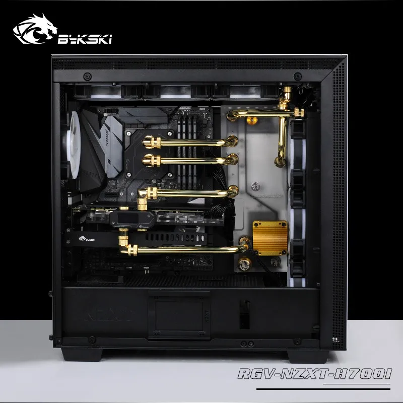 BYKSKI Acrylic Board Water Channel Solution use for NZXT H700B Computer Case for CPU and GPU Block
