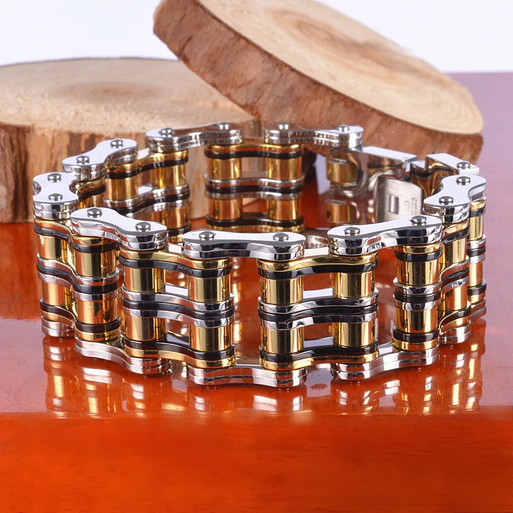 Titanium Steel Bike Chain Bracelet 316L Stainless Steel