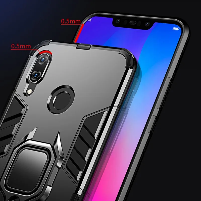 For Xiaomi Redmi Note 7 Plastic Shockproof Back Case Ring Holder Grip Holder Phone Case  Armor Bumper Phone Cover New best phone cases for xiaomi