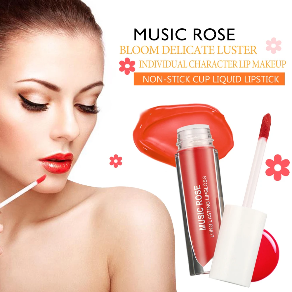 

MUSIC ROSE Korea 24 Colors Liquid Lipstick Lip Gloss Women Makeup New 2019 Matte Lip Gloss No Fading Moisturizer Hydrating