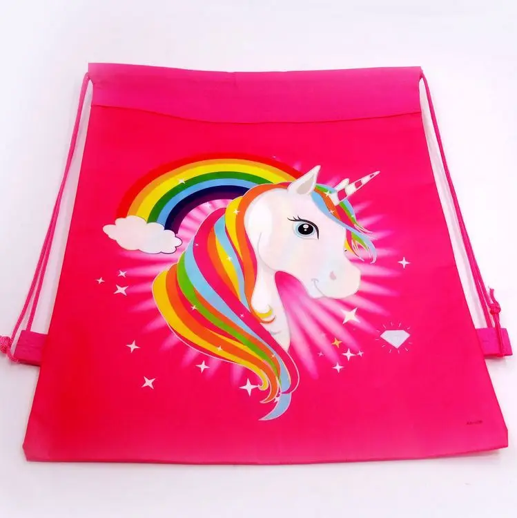 1PCS unicorn drawstring bags back bags cartoon theme Unicorn Drawstring Bag TDHN