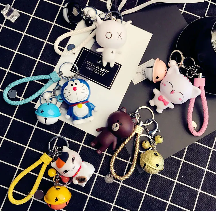 New Anime Dolls Keychain Bell Keyring for Women Bag Purse Charm Pendant