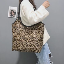 Искусственная кожа под леопарда Для женщин Наплечная Сумка; трендовая складная сумка женские сумки для покупок большой Ёмкость Повседневное женские сумки шопперы