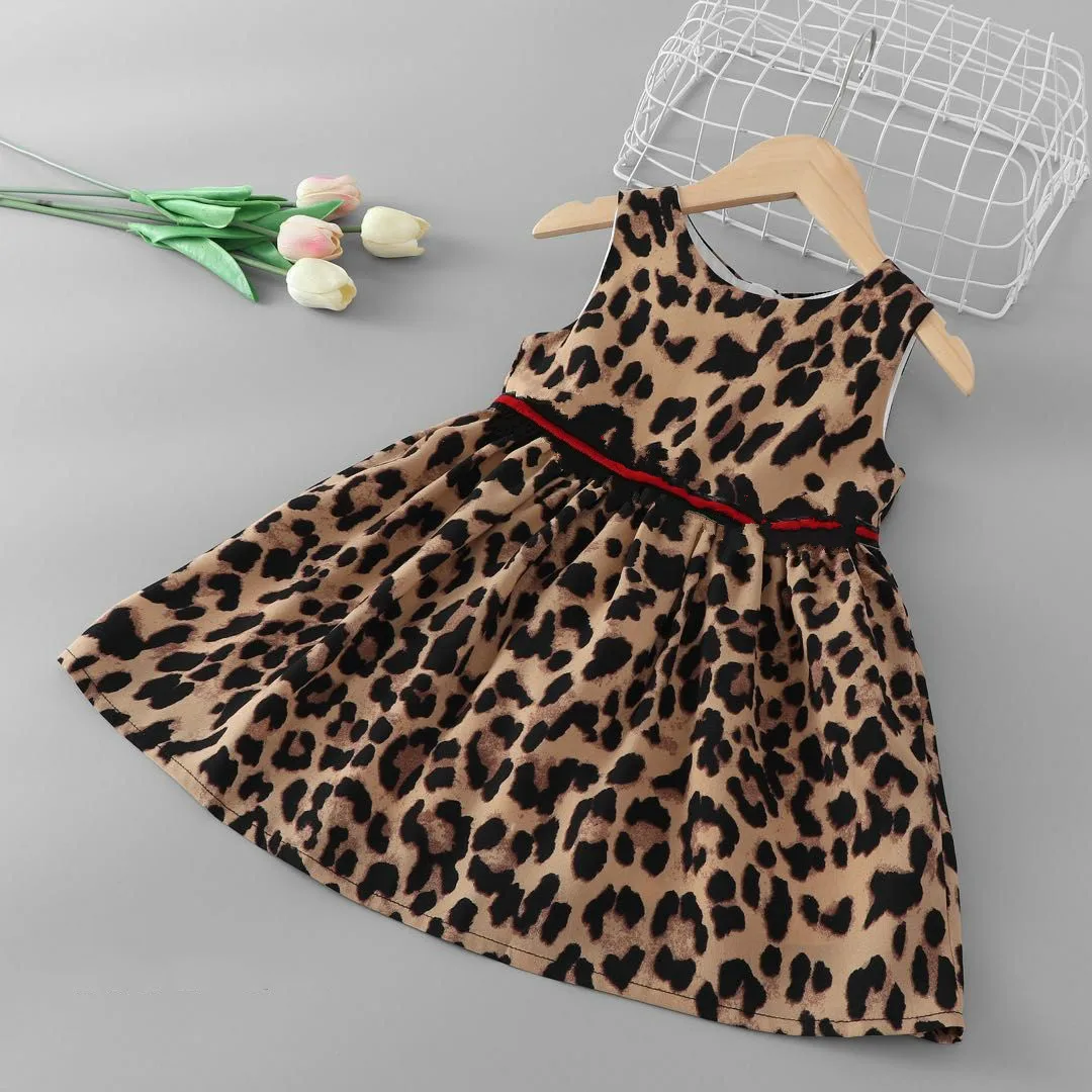 

Children's Simple Generous Kids Leopard Print Girl's Vest Dress Kids Sundress Summer 2019 Wholesale