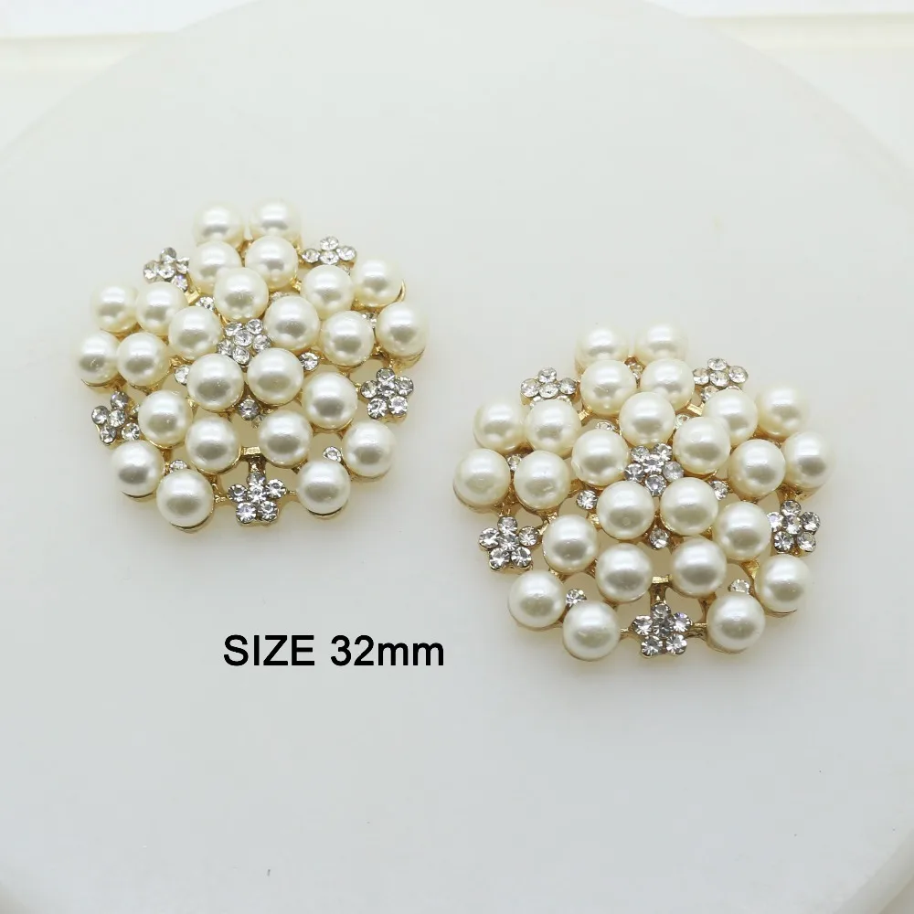 

YIWUXINXI 5 pieces / batch 32MM Flower Metal Rhinestone Jewelry DIY Jewelry Alloy Pearl Hair Accessories Wedding Decoration