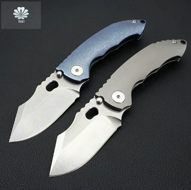 

Trskt D2 Steel, Titanium alloy Handle Folding Knife ,Rescue Hunting Knife Survival knives Camping Tool 60Hrc, Dropshipping