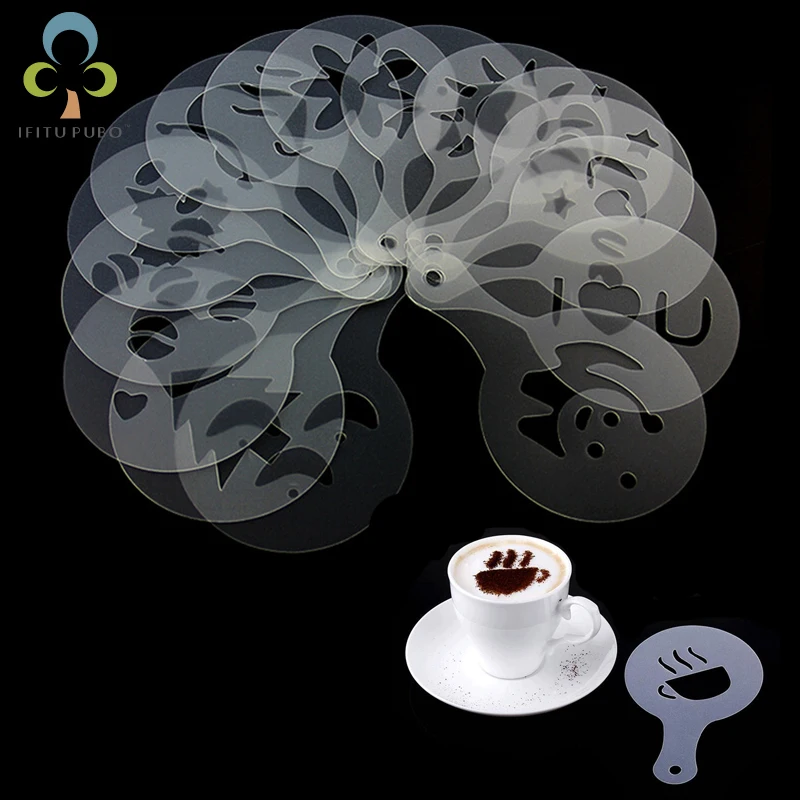 

8pcs Christmas Coffee Stencils Love Heart Coffee Stencils Plastic Cappuccino Latte Art Mold Coffee Decoration Barista Tools GYH