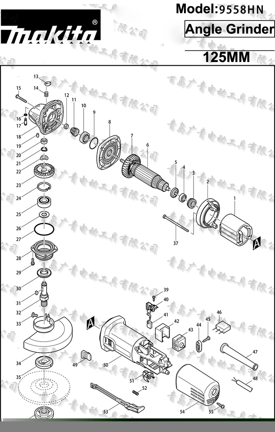 Japan Makita 9558HN Angle Grinder Accessories Parts Rotor Stator Switch