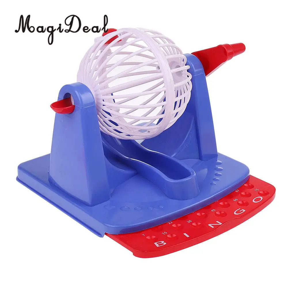 Durable Deluxe Bingo Game Set Kit Lottery Toy Plastic Cage Board Balls Cards Markers