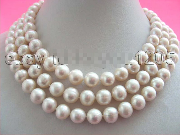 

48" Natural White 11mm Round Pearl Necklace14k!! (A0513)
