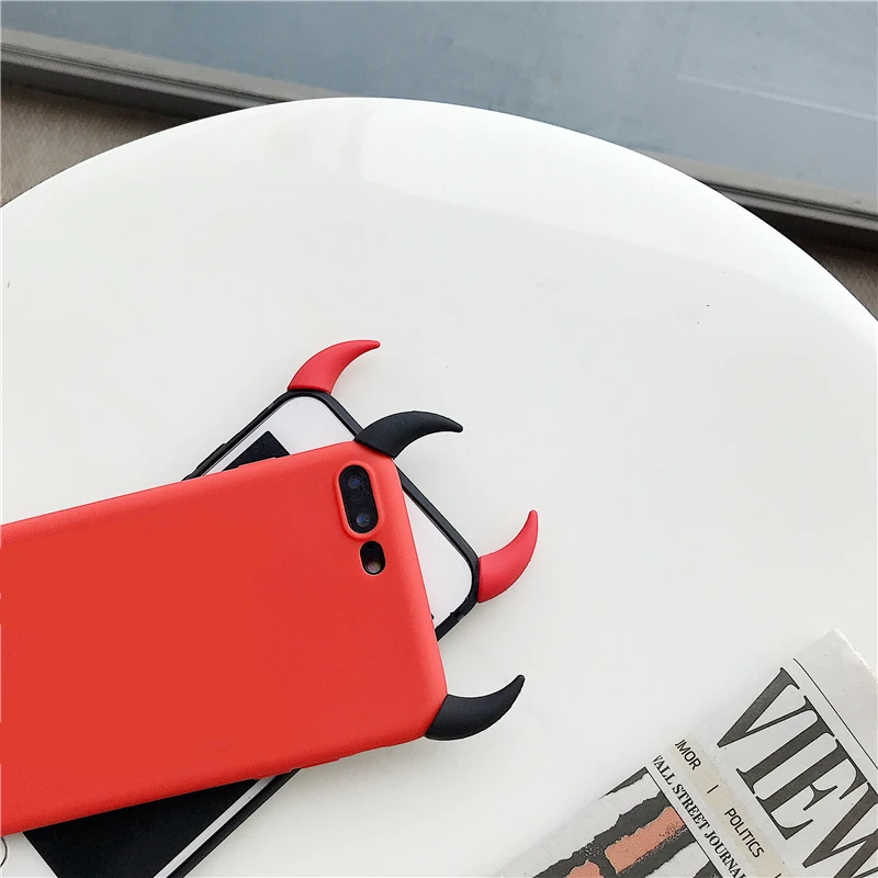 Мягкий силиконовый черный чехол Devil Horns Demon Angle Cover для huawei P20 Lite P30 Pro P8 P9 P10 Plus P Smart mate 9 10 20 X