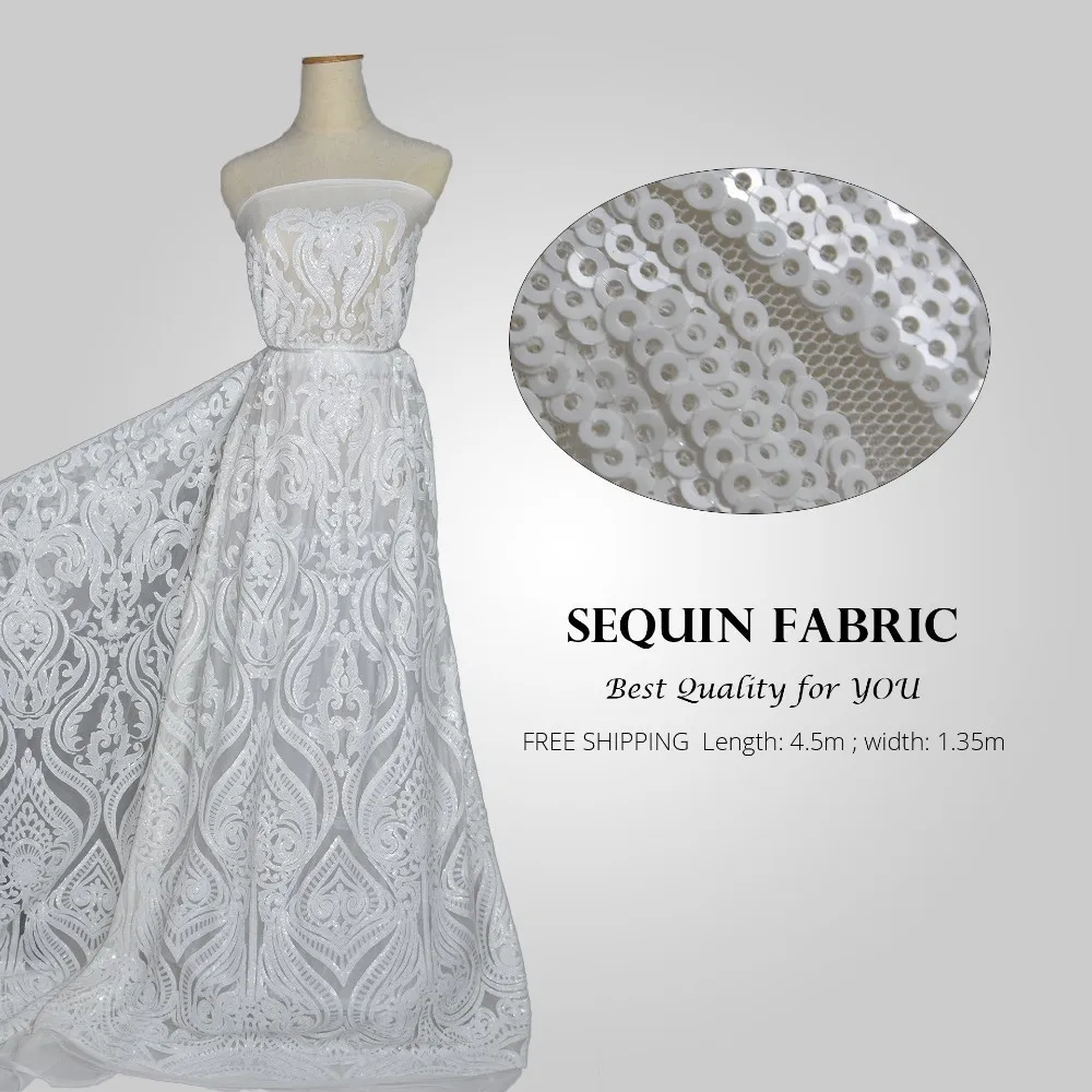 french Sequin Lace Fabric 5yard 2018 African Lace fabric with Sequins