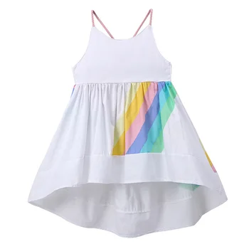 

2018 Summer Cute Baby Gilrs Dress Children Holiday Beach Wear Kids Rainbow Slip Dress Girls Sleeveless Dress 100% Cotton