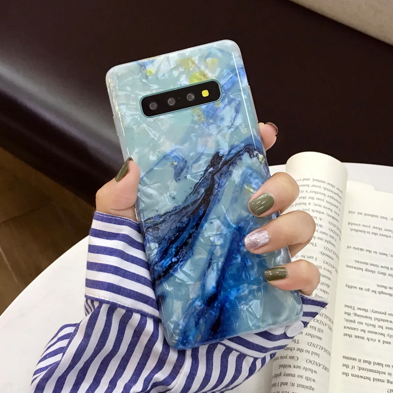 YHBBCASES для samsung Galaxy S10 5G S8 S9 Plus Ретро мраморные мягкие чехлы для samsung Note 10 8 9 Модный чехол-ракушка для телефона