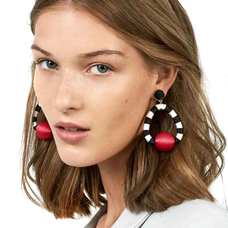 

CWEEL Za Drop Earrings For Women 9 Colors Statement Pom Pom Earings Fashion Jewelry Boho Circle Bohemian Charms Earring Female