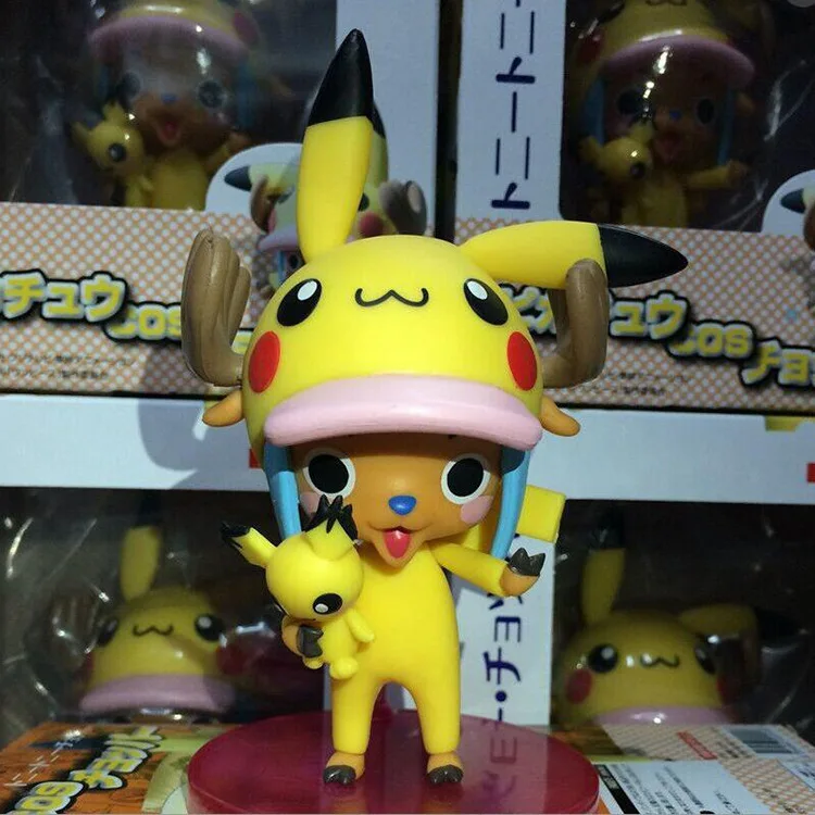 

Anime One Piece Tony Tony Chopper Cos Pikachu PVC Action Figures Collectible Model Toys 12cm KT3288